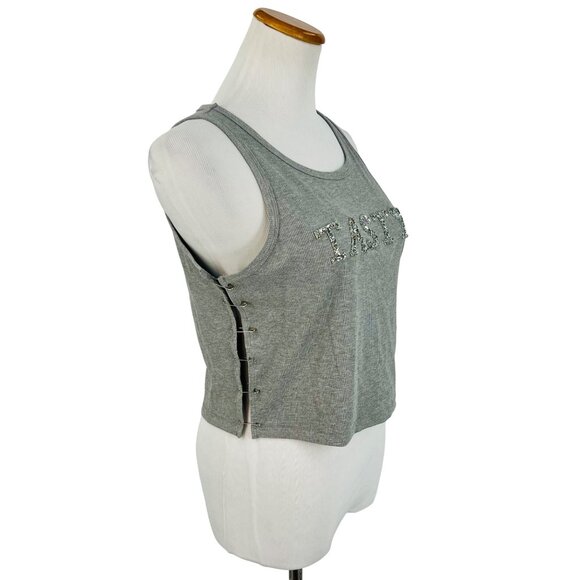 NWOT RARE Akira Gray & Silver Shimmering 3D  "Tasty" & Safety-Pinned Sides Sexy - Picture 6 of 15